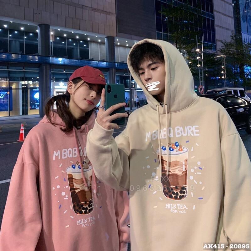 Áo Khoác Hoodie Nam Nữ Cặp Nỉ Bông Dày Dặn Hàng QC Áo Khoác Hoodie Couple Sweater Nam Unisex TRÀ SỮA BURE