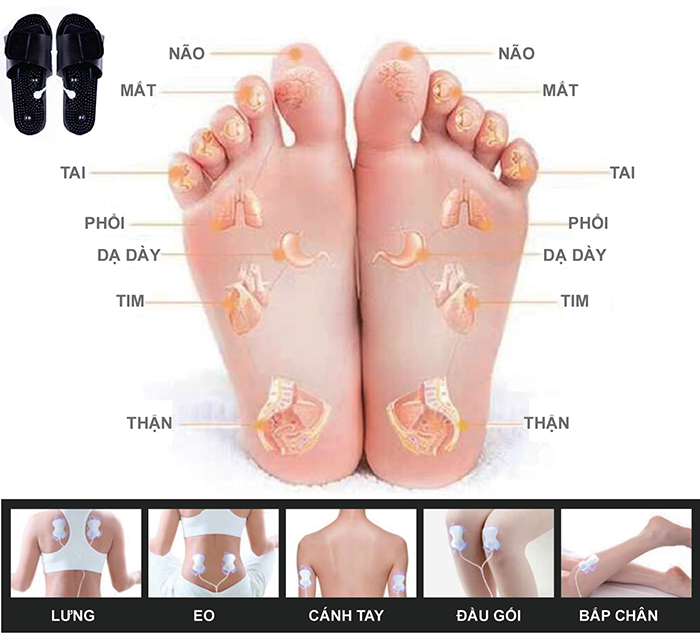 Máy Massage Xung Điện Nikio NK-105 - Máy Mát Xa 4 Miếng Dán + Dép Matxa Bàn Chân - 8 Chế Độ và 15 Cấp Độ Tùy Chỉnh, Giảm Đau Nhức Toàn Thân, Cải Thiện Tê Bì Chân