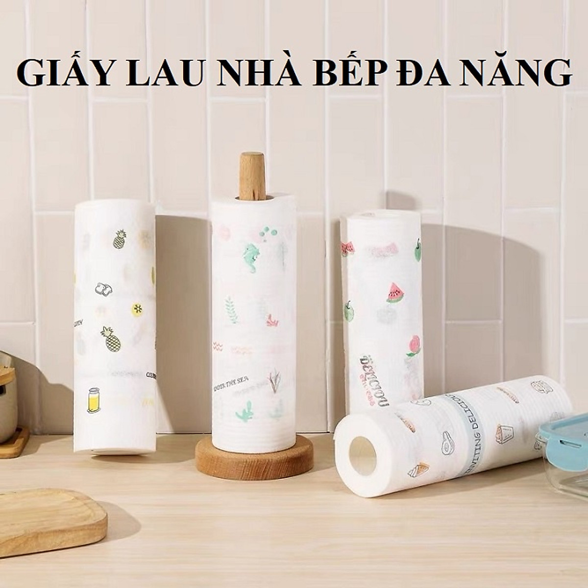 Khăn giấy lau đa năng lau bếp, lau tay cuộn trắng có thể giặt được và tái sử dụng cỡ 20cm