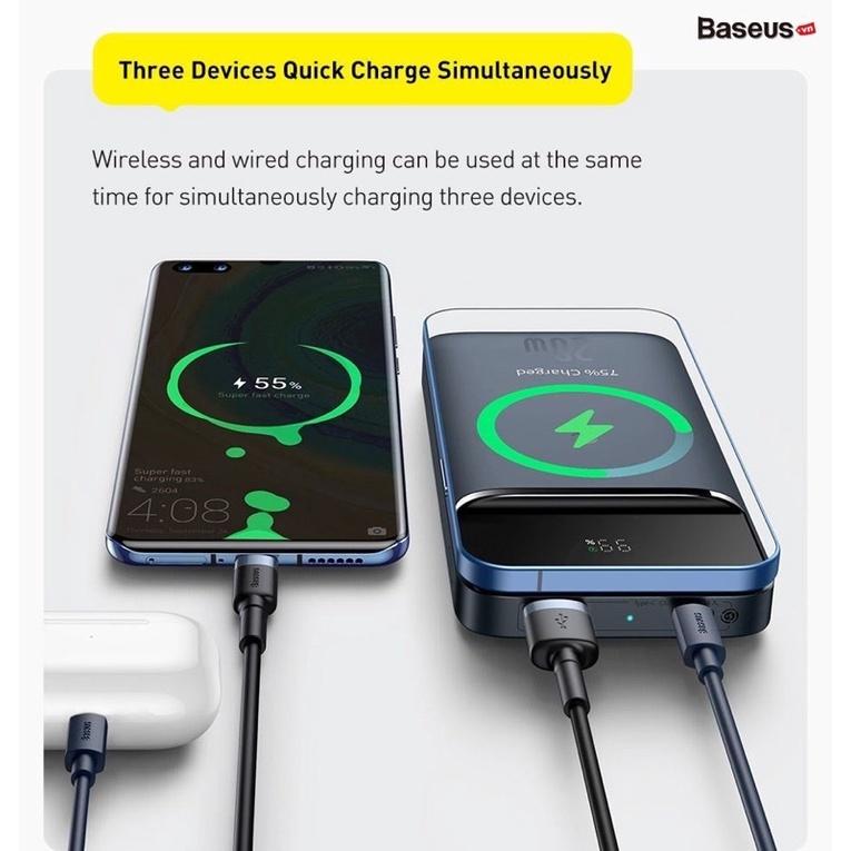 Pin dự phòng sạc không dây tích hợp nam châm Baseus Magnetic Wireless Quick Charging Power Bank - Hàng Chính Hãng
