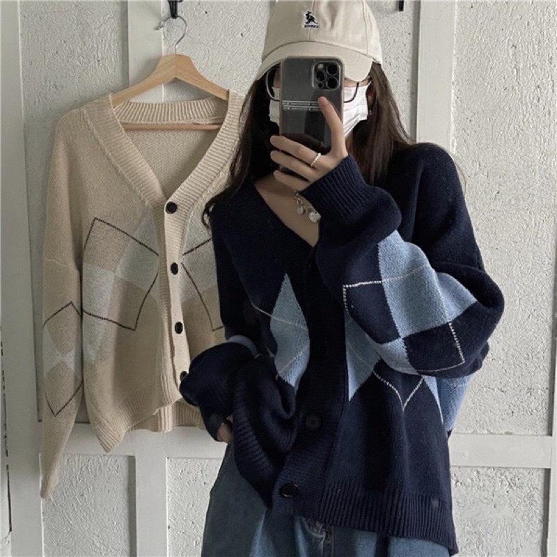 Áo Cardigan Họa Tiết Kim Cương