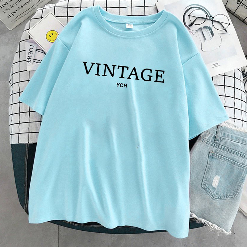 Áo Thun Nữ Unisex Tay Lỡ In Chữ VINTAGE YCH