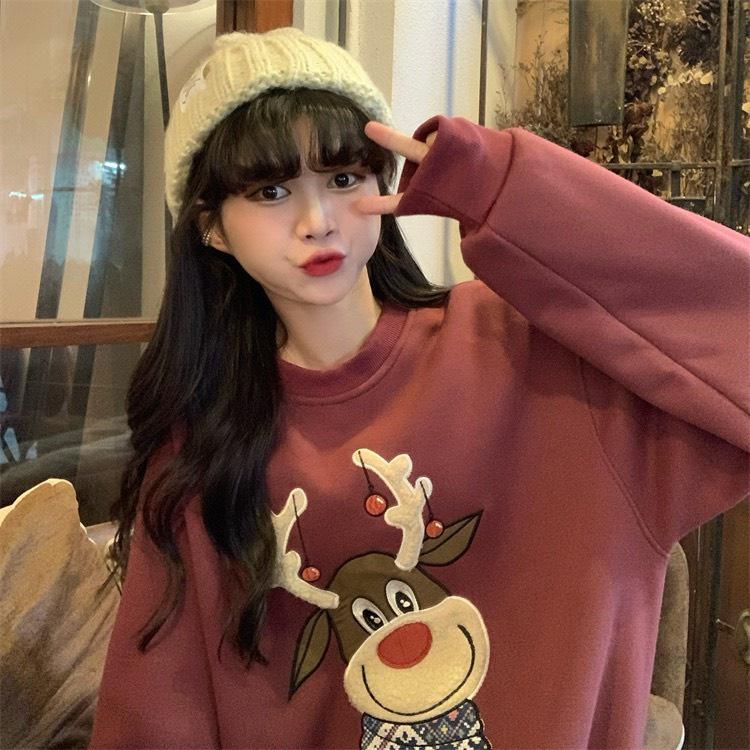 Áo Sweater Nỉ Noel Hình In Tuần Lộc