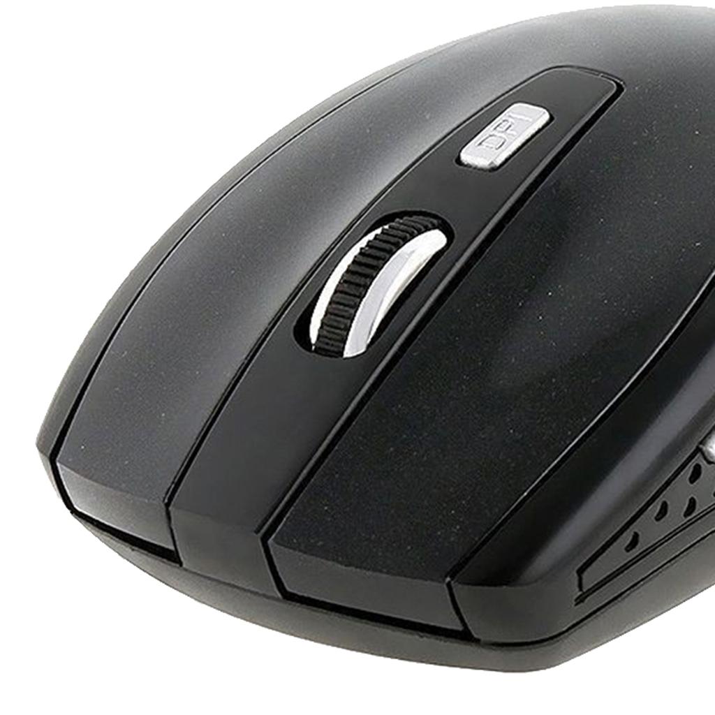 2.4GHz Wireless Optical Mouse USB 2.0 Receiver 6Button 1800dpi For PC Black