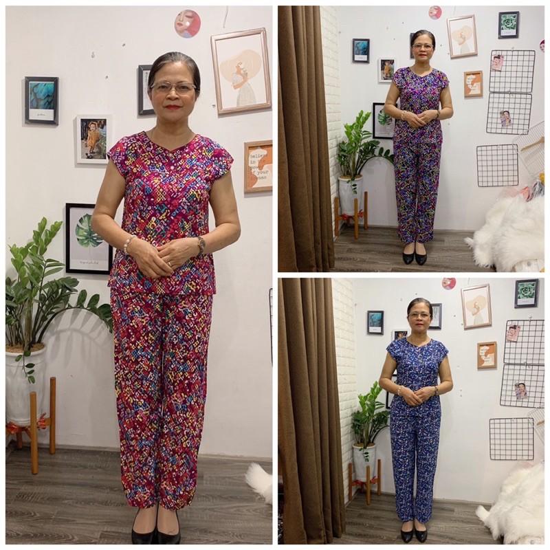 ️ Bộ Lanh Hoa Dài Trung Niên Việt Thắng️Bộ Mặc Nhà Tặng Mẹ