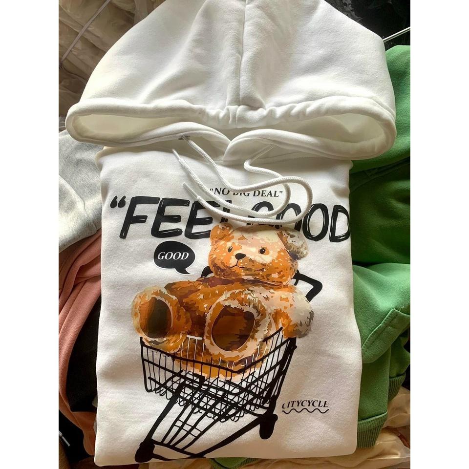 Áo Hoodie Nữ FEEL GOOD Chất Nỉ POS Cao Cấp Thiết Kế Tay Phồng Dáng Rộng Cá Tính Siêu Đẹp