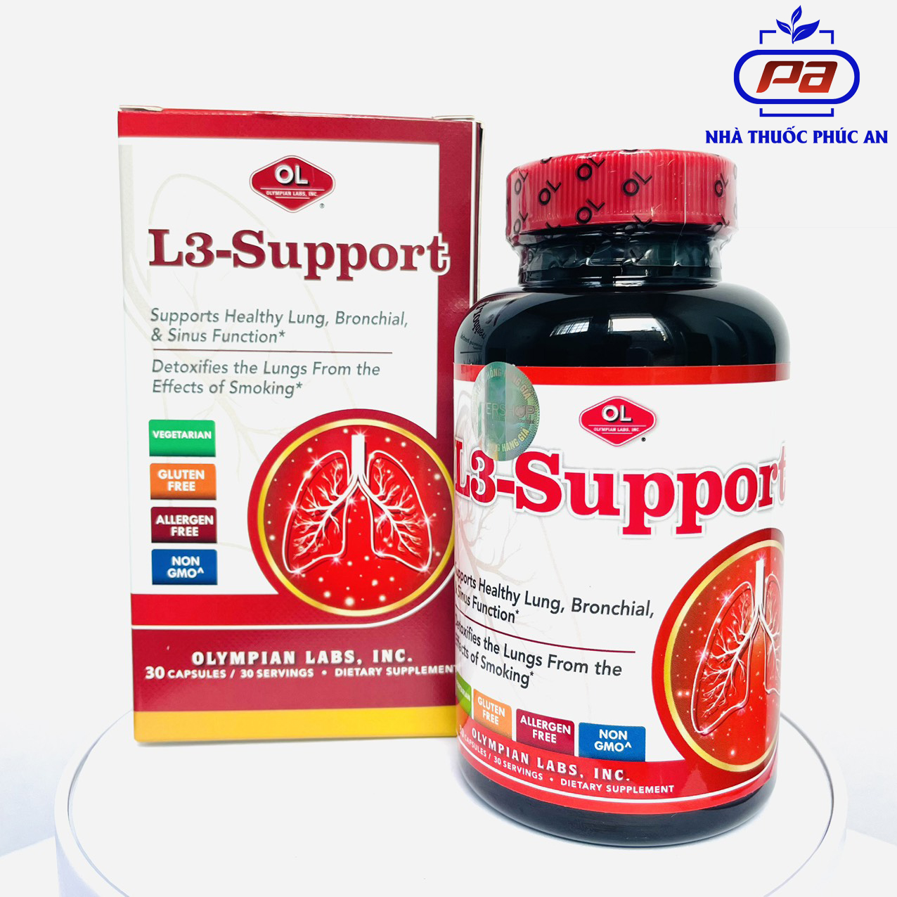 Viên Uống Bổ Phổi, Thải Độc Phổi, Hỗ Trợ Viêm Xoang L3 - Support Olympian Labs Mỹ 30 Viên