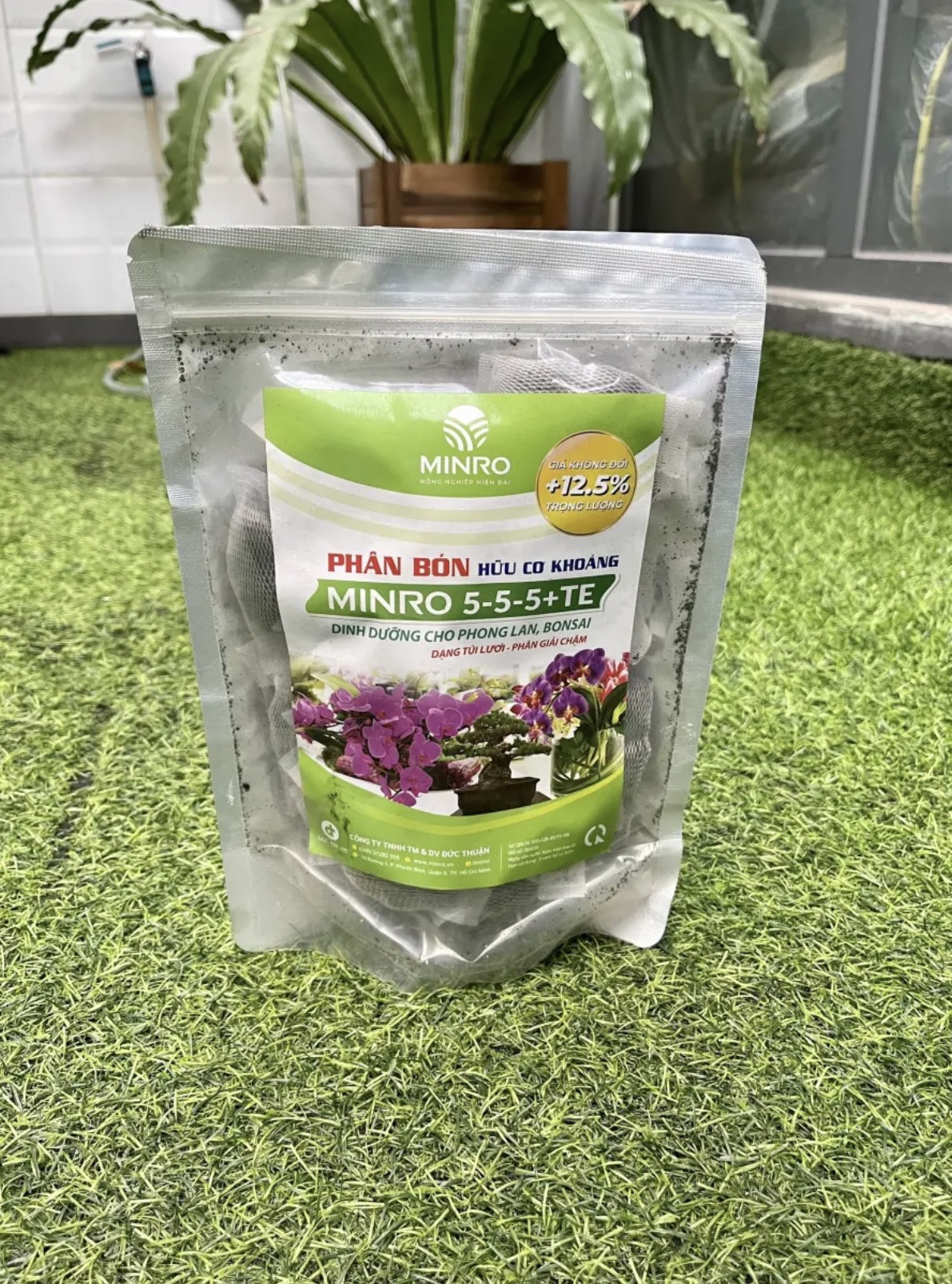 Phân bón hữu cơ khoáng Minro 5-5-5+TE dinh dưỡng cho phong lan, bonsai gói 36 túi lọc