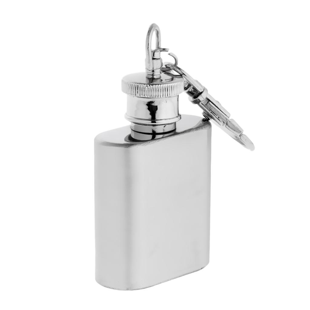 Mini Pocket Hip Flask Key   Keychain Stainless Steel Liquor Barware 28ml
