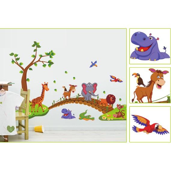 Decal trang trí tường Cây cầu gỗ cho Thú
