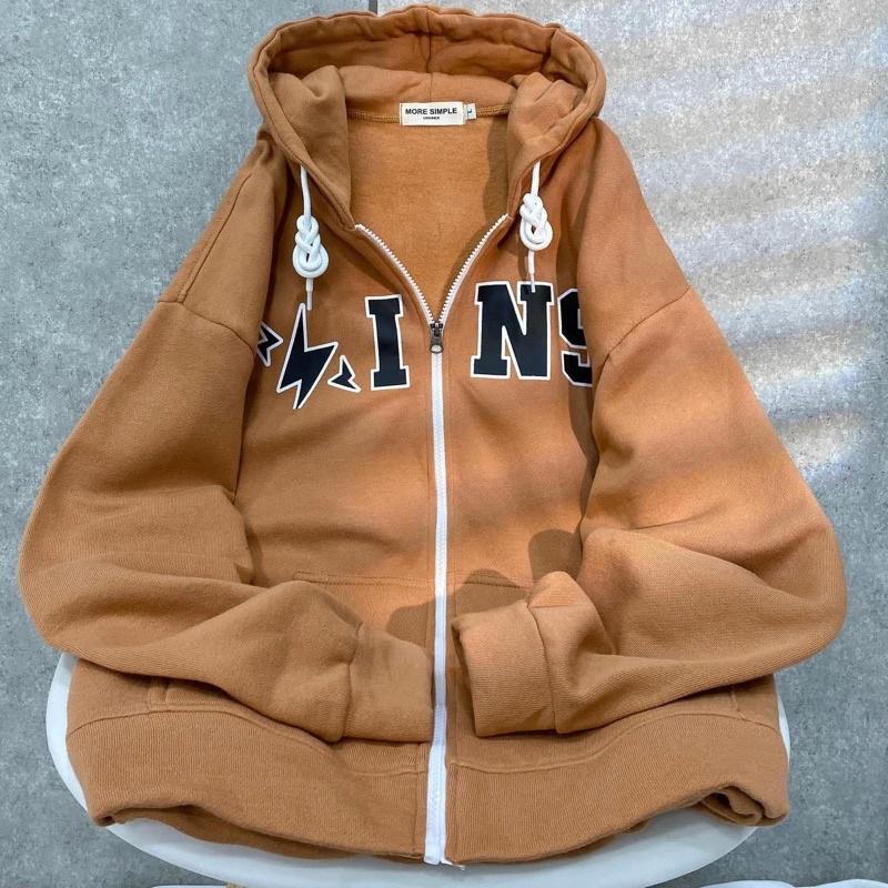 Áo Khoác Hoodie zip nỉ bông ️INS màu NÂU/XÁM Nam nữ unisex Áo Hoodie dây kéo form rộng Jaystoree