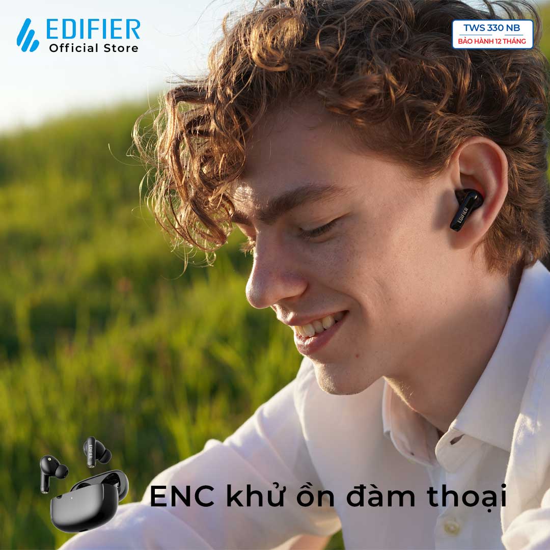 Tai nghe bluetooth Edifier TWS 330 NB Đàm thoại khử ồn ENC Chống ồn chủ động mức cao - Hàng chính hãng