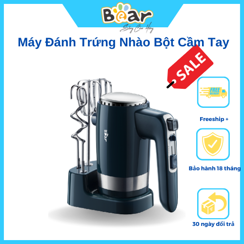 Máy Đánh Trứng Nhào Bột Cầm Tay Bear Công Suất Lớn Làm Bánh Bao, Làm Bánh Kem - Hàng chính hãng - HM-B01V1