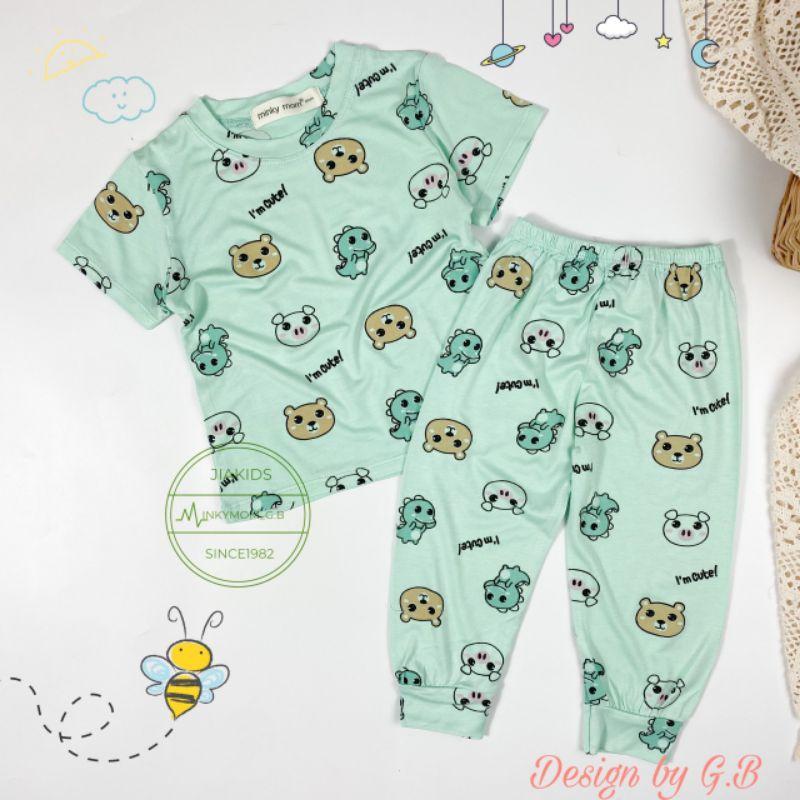 Bộ cộc tay quần alibaba thun lạnh Minky Mom màu trơn cho bé trai bé gái từ 5-19kg