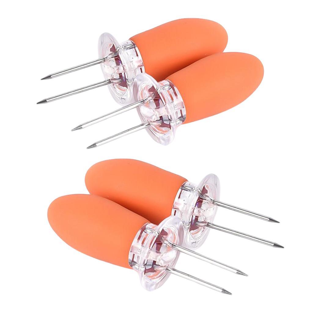 4 Pieces Heat Resistant Corn Holders Corn on the Cob Skewers Prong Forks for