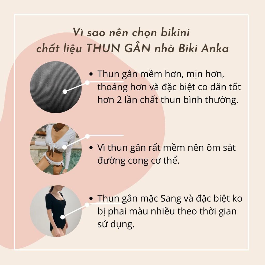 Bikini Bộ Đồ Bơi Nữ 2 Mảnh Tay Bồng Hồng UZZLANG HÀN QUỐC