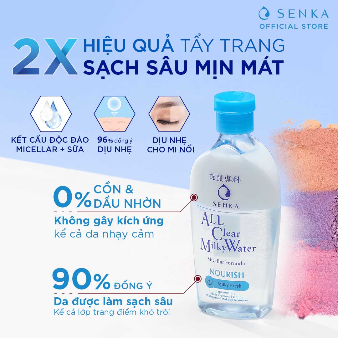 Nước sữa tẩy trang 2 lớp Senka Milky 230ml tặng Sữa rửa mặt Senka Perfect Whip 50g