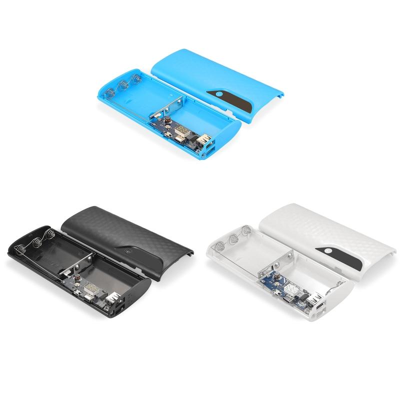 594F 18650 Pin Power Bank Case Hộp lưu trữ 5V Màn hình kỹ thuật số USB kép Bộ sạc điện thoại di động Giá đỡ pin Hộp sạc Màu sắc: Đen