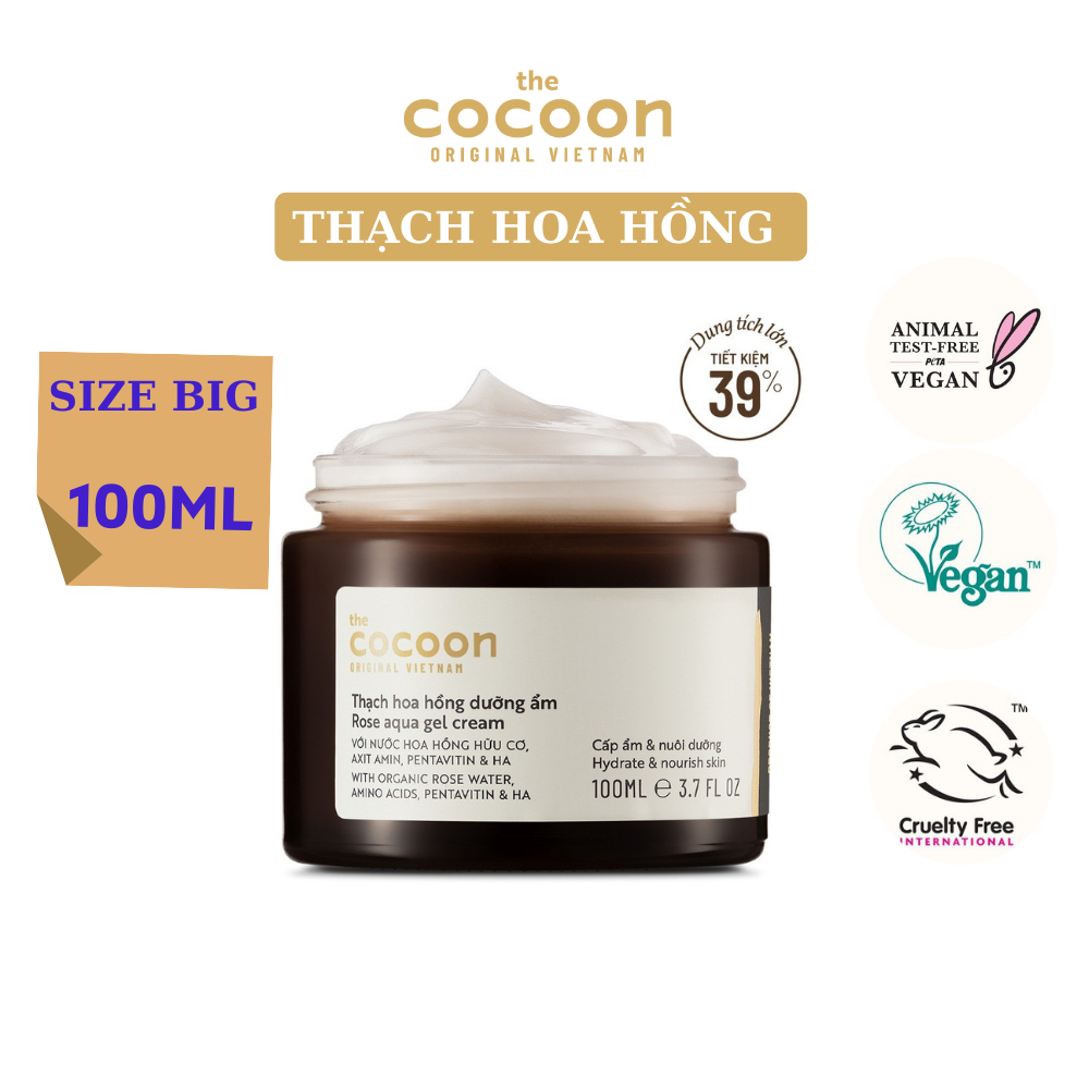 Thạch hoa hồng Cocoon dưỡng ẩm (kem dưỡng ẩm) cấp ẩm và nuôi dưỡng 100ml