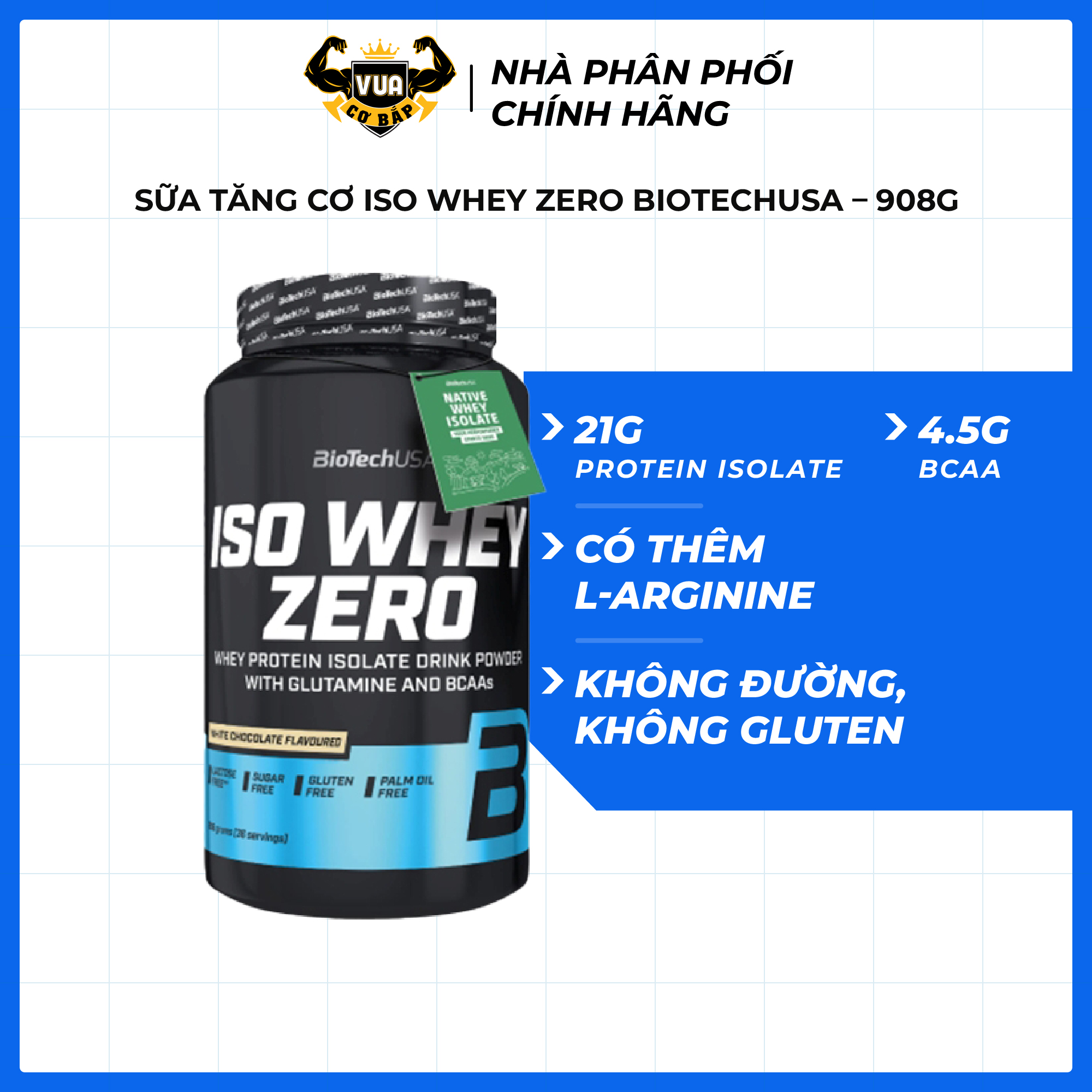 Sữa Tăng Cơ Iso Whey Zero BioTechUSA – 908g