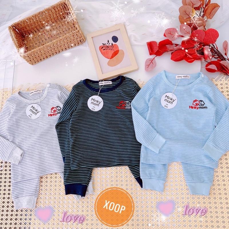 Bộ dài tay cotton xốp có cúc vai thêu minkymom cho bé