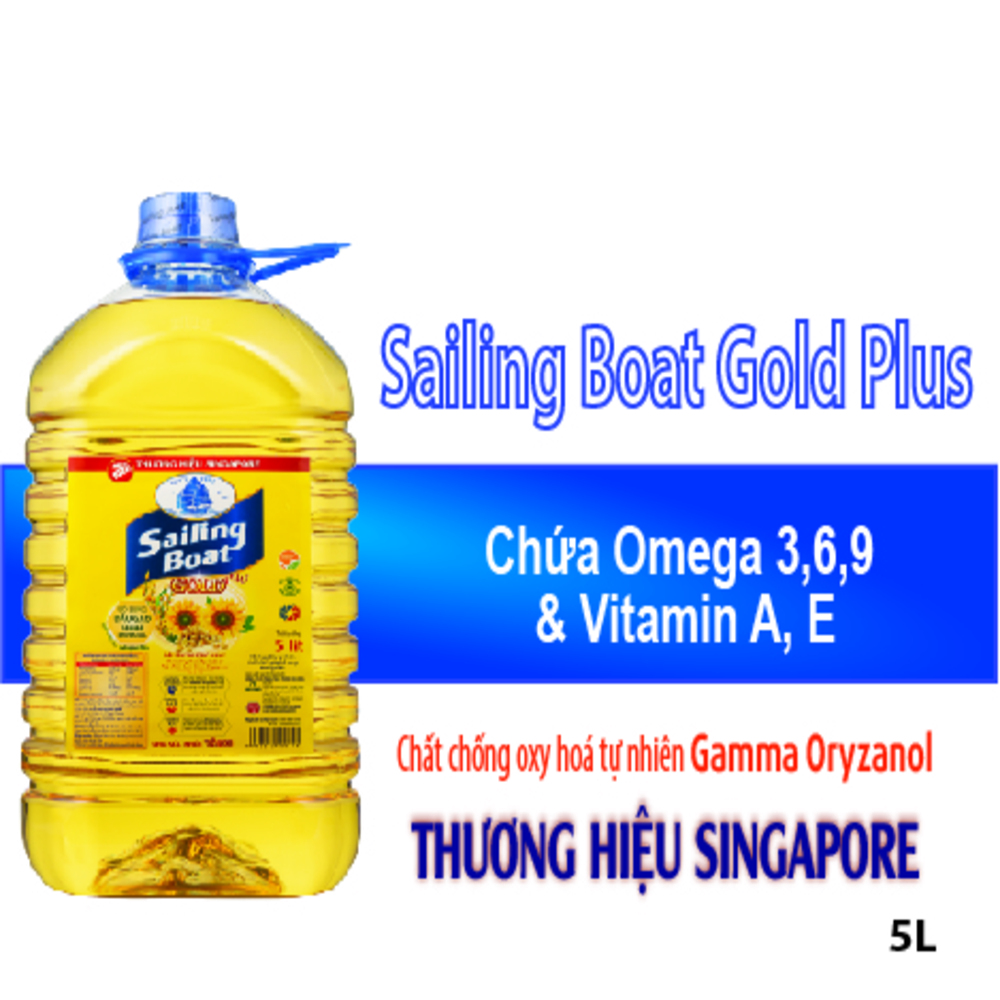 Dầu Ăn Cao Cấp Sailing Boat Gold Plus 5L giàu Omega 3,6,9 và chất chống oxy hóa [FREESHIP]