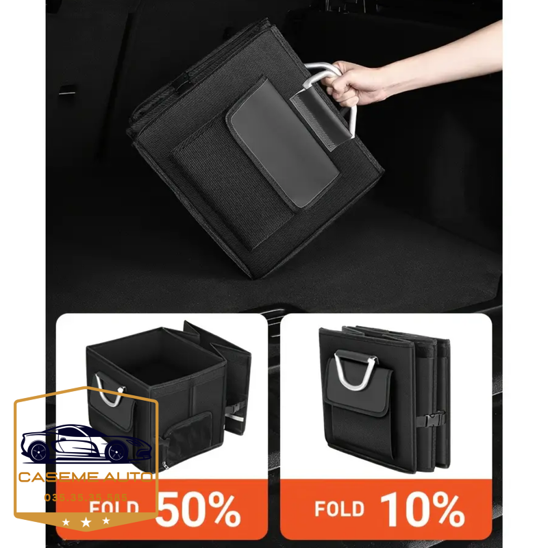 Thùng Đựng Đồ Cốp Sau Ô Tô Cao Cấp Có Thể Gấp Gọn,Thiết Kế Sang Trọng, Chắc Chắn, Hiện Đại, Nhiều Ngăn Có Nắp Đậy Cao Cấp - Hàng Nhập Khẩu