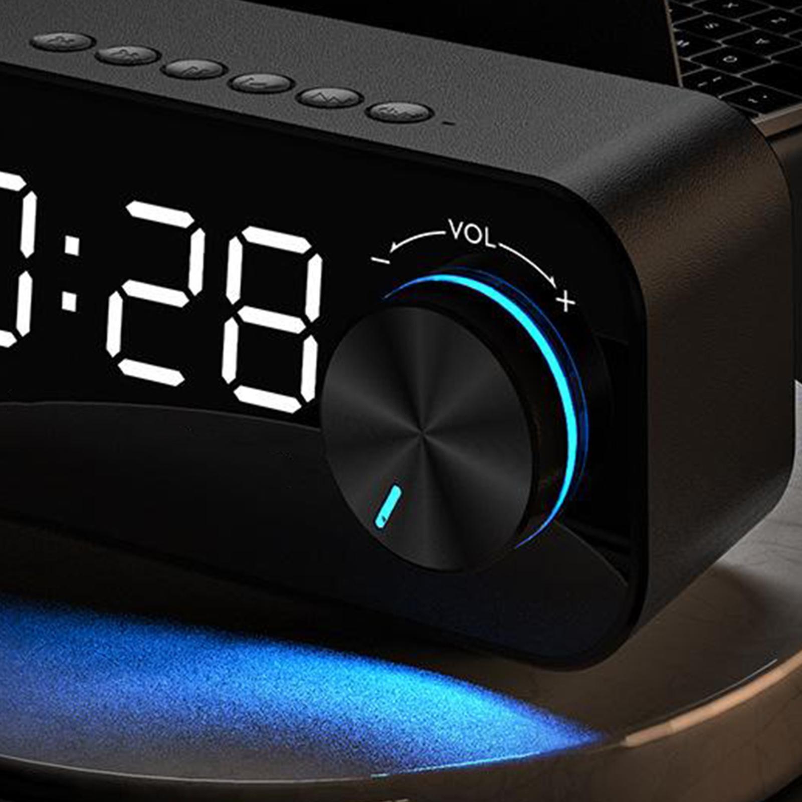 Dual Clock Bluetooth Mirror with Stereo Speaker Timer Desktop Black