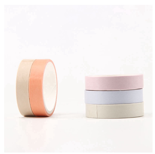 Set 6 Cuộn Băng Dán Mini Washi Tape Màu Trơn Đẹp, Nhiều Màu Sắc Dùng Để Trang Trí