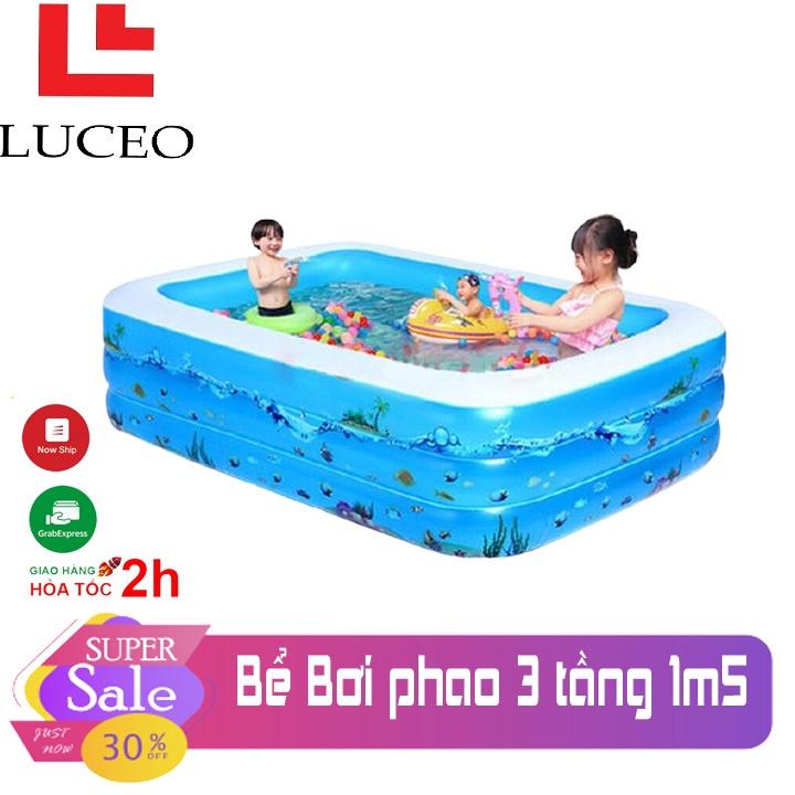 Bể Bơi phao cớ lớn 3 tầng cho bé 1m5 hình chữ nhật