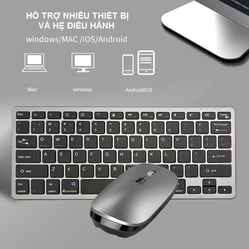 Bộ Bàn phím chuột không dây mini W616C - pin sạc TypeC- đa kết nối bluetooth 5.0 + 3.0 + Usb wireless 2.4G