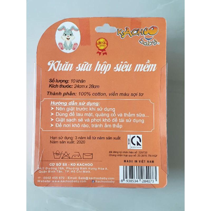 Khăn sữa hộp siêu mềm cho bé, kích thước 24x28cm hiệu KACHOO dùng để lau mặt, quàng cổ giữ ấm, thấm sữa chặn thức ăn