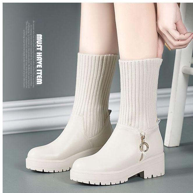 Giày Bốt Martin Da Mềm Đế Dày Lót Lông Cừu Giữ Ấm Thời Trang Thu Đông 2022