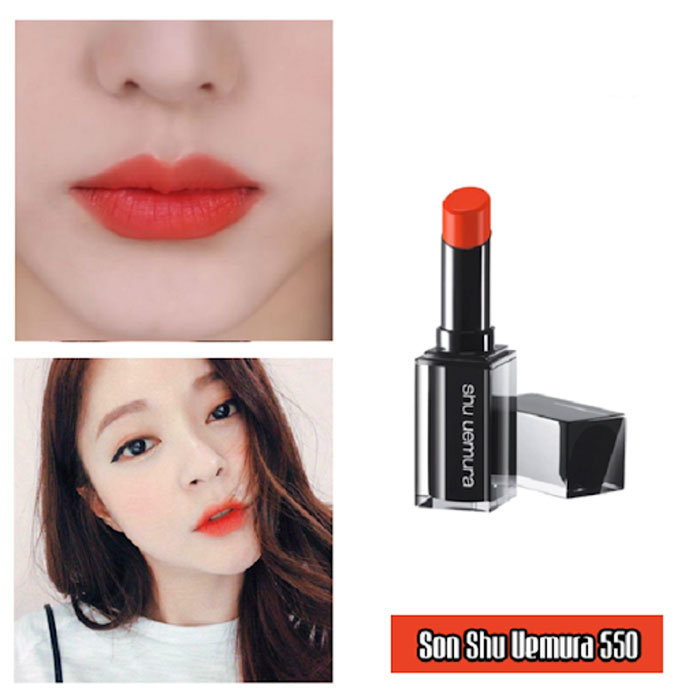 Son Shu Uemura Rouge Unlimited Matte M OR 550 Màu Đỏ Cam - Thiên Cam (Chất Son Lì)