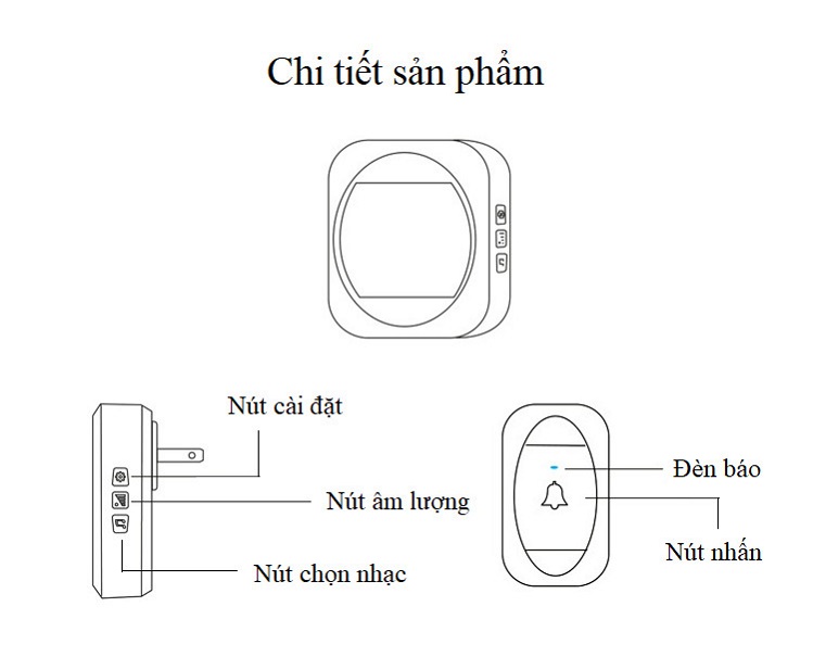 Chuông Cửa Không Dây Cao Cấp Aibont R195-WW Hiển Thị Nhiệt Độ