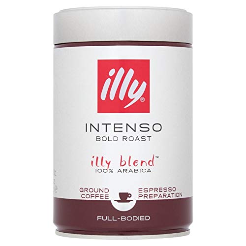 Cà phê bột Illy Intenso Bold Roast Ground Coffee – 250g - Hương vị mãnh liệt, mạnh mẽ và đầy đủ với các nốt ca cao và trái cây khô