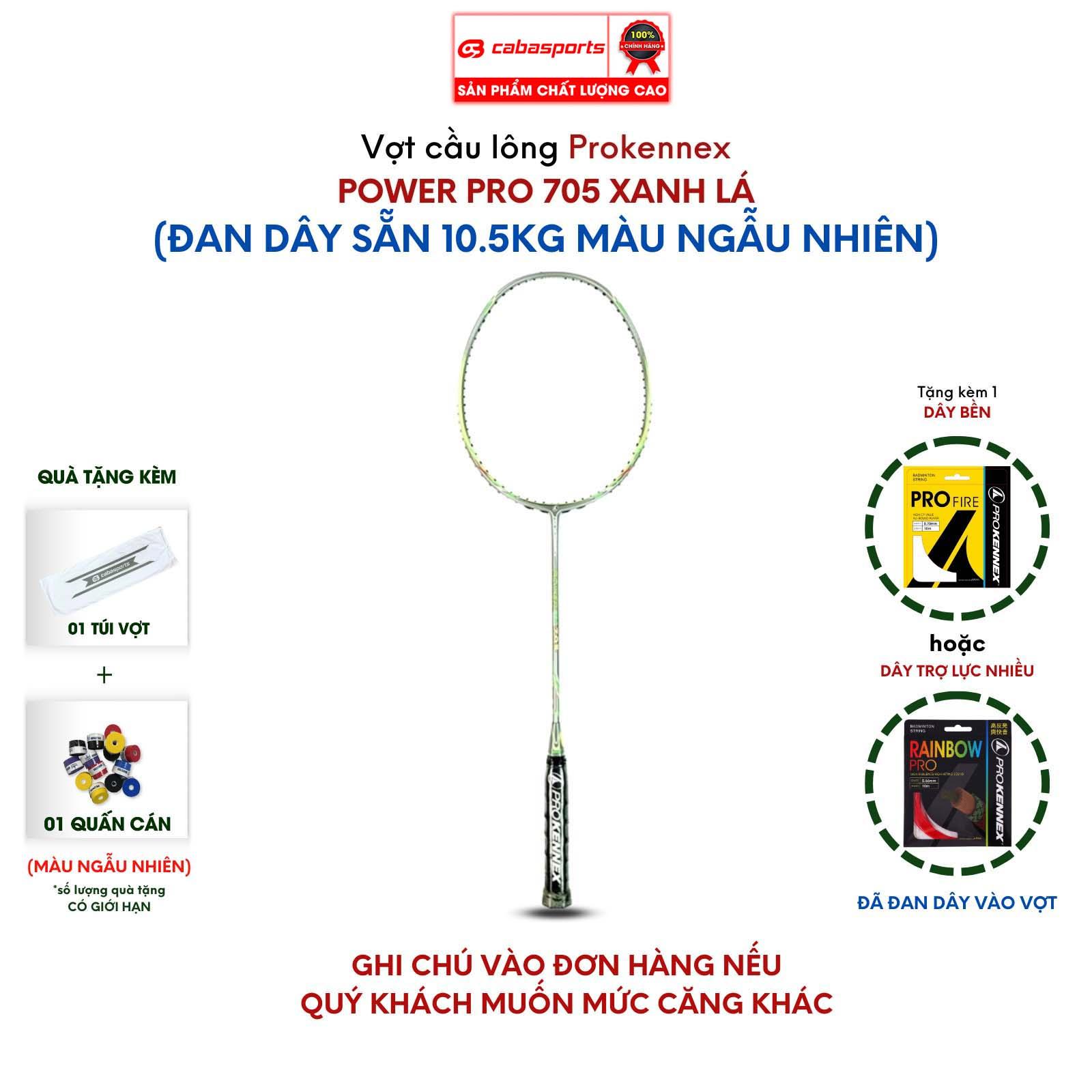 Vợt cầu lông Prokennex Power Pro 705 đã đan dây 10.5kg chuyên công Cacbon chất lượng Bảo hành 9 tháng Kèm Quà Tặng Quấn Cán Vợt