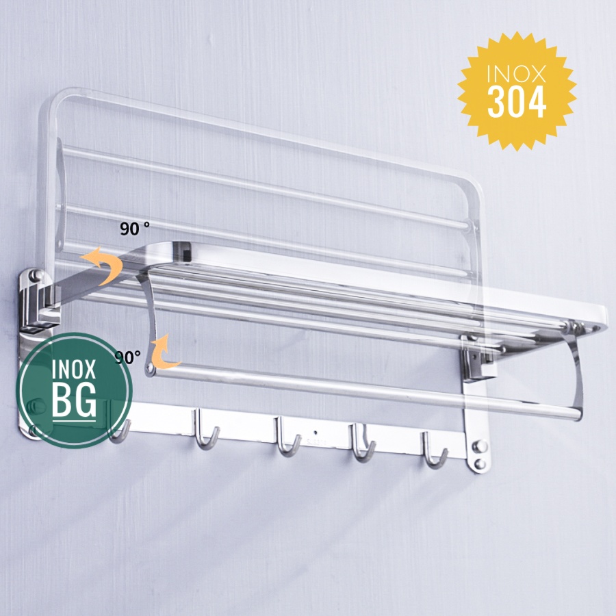 Giàn khăn inox 304 cao cấp, Giàn vắt khăn gấp gọn