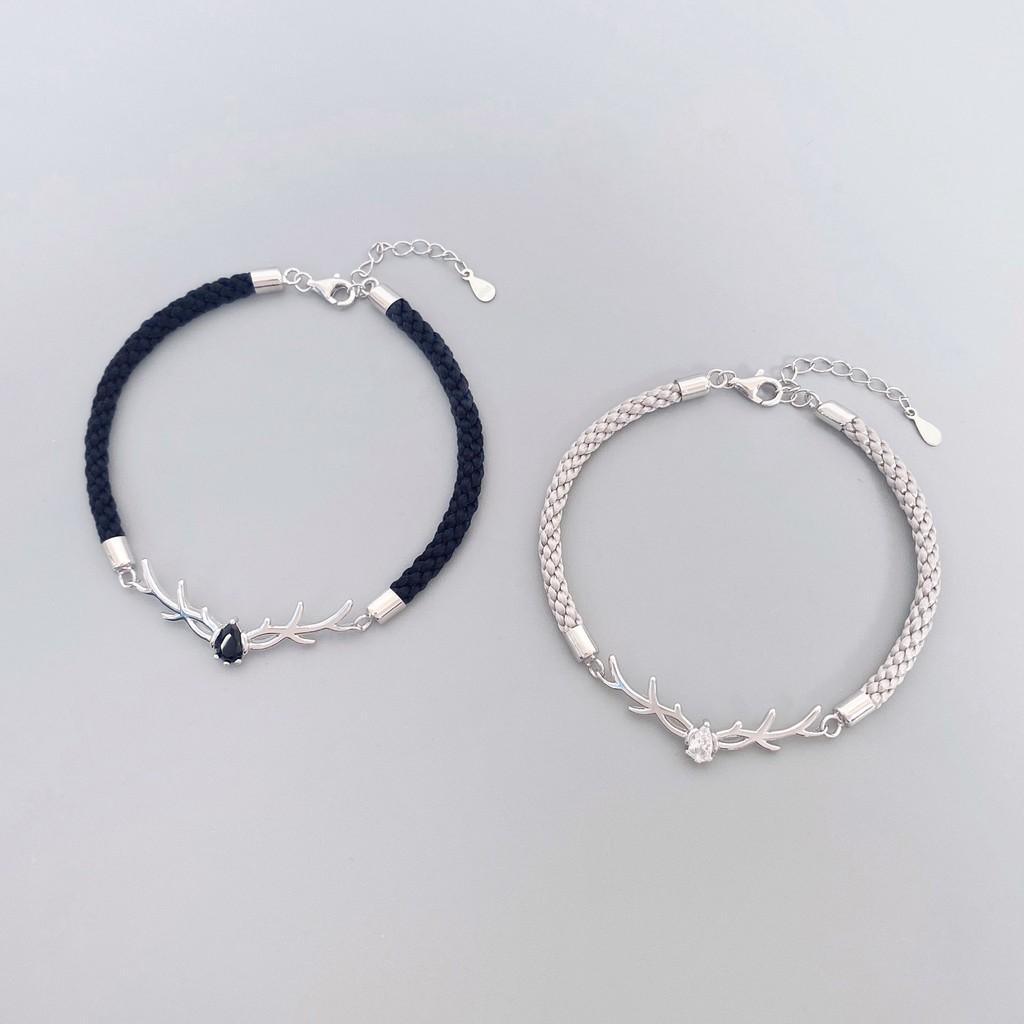 Lắc Tay Đôi Bạc Blue Peach Sừng Hươu LTD022