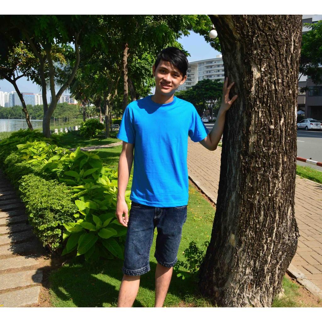 Áo thun nam, áo thun nữ cổ tròn cotton 2 chiều 65/35, dày đẹp, chất lượng tốt - Màu xanh dương đậm