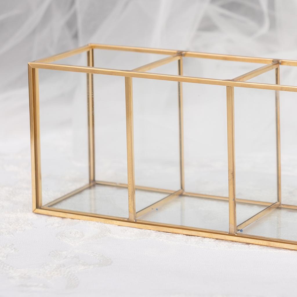 Gold Brush Storage Pen Pencil Pot Holder Container Desk Organizer Accessory