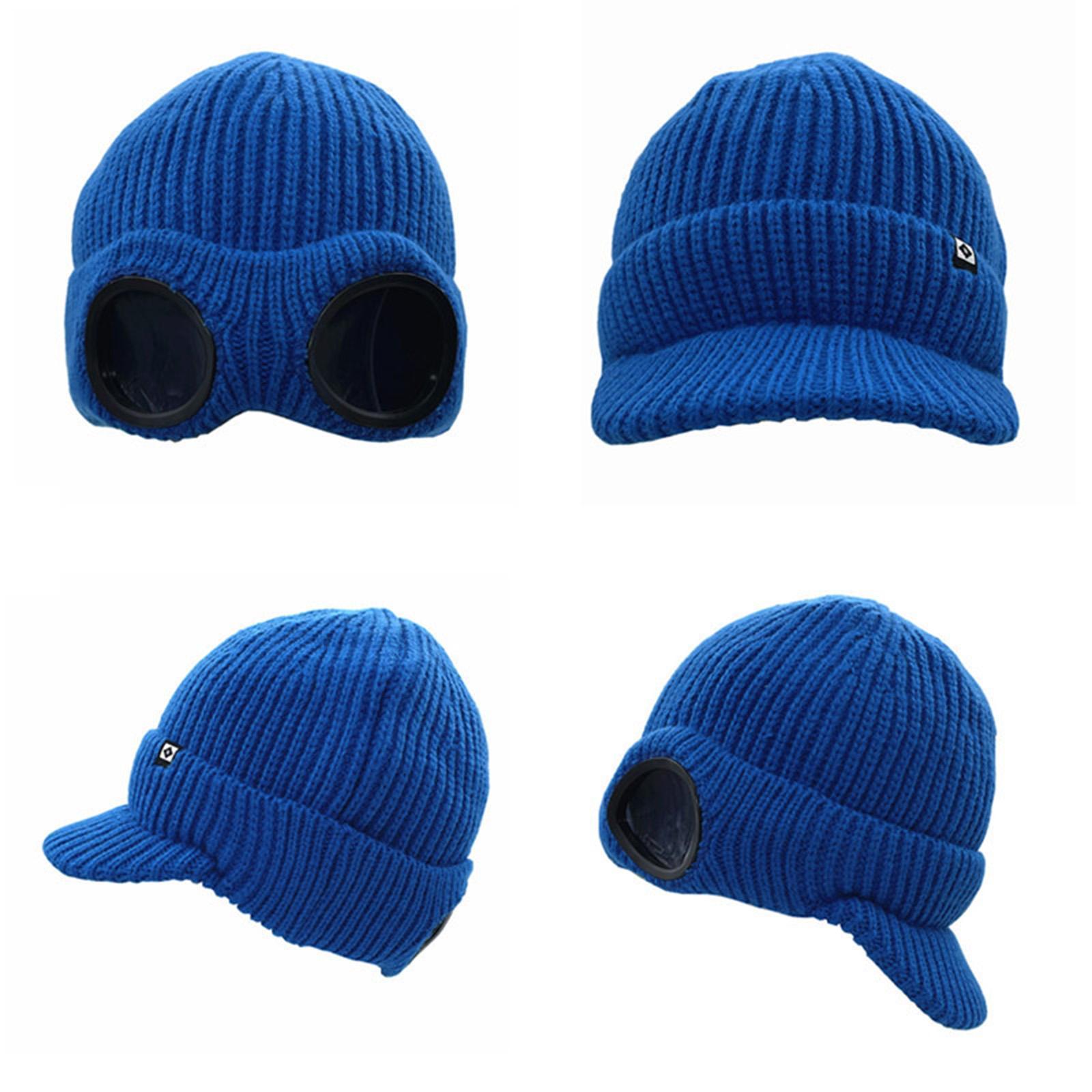 Men's Knit Newsboy Hat Goggles Beanie Warm Cap Windproof Unisex Adults