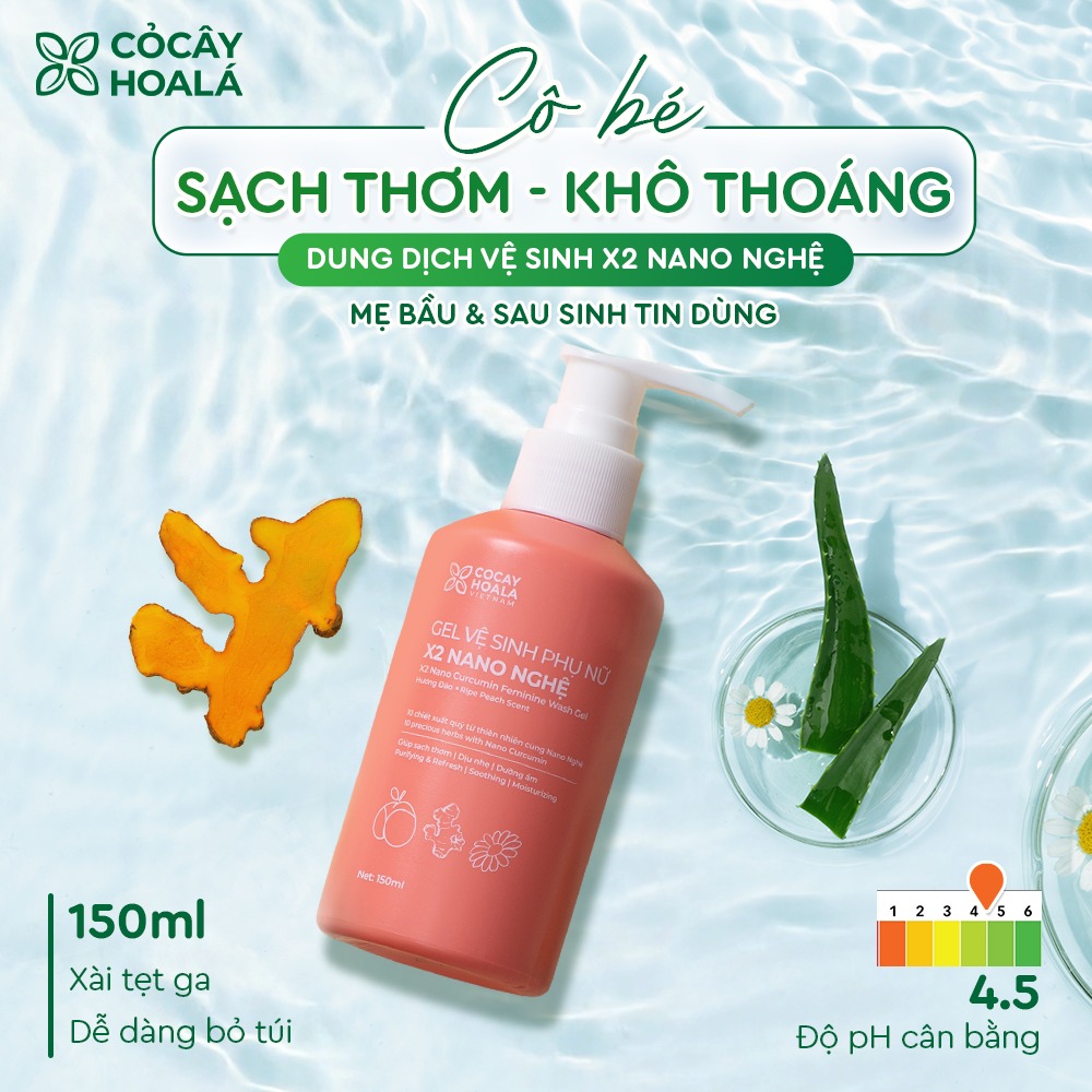 Cocayhoala Gel vệ sinh x2 nano nghệ hương đào 150ml