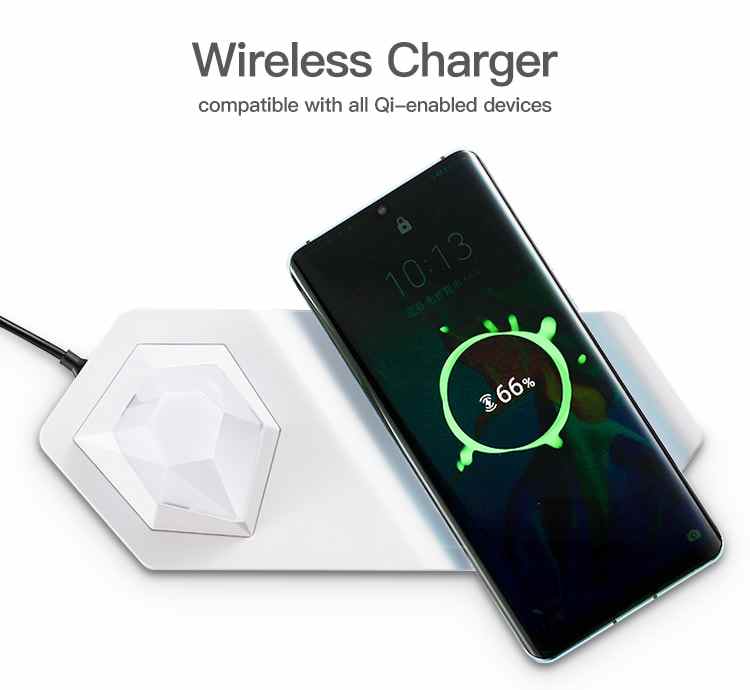 Đèn ngủ led 7 màu và sạc dự phòng không dây Quick Charge tương thích với điện thoại Androis và IOS (Apple),chất lượng tiêu chuẩn Châu Âu - Hàng nhập khẩu