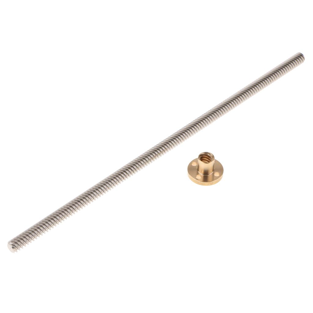T8 Stainless Lead Screw With Copper Nut For 3D Printer Kit Parts Dia 8mm