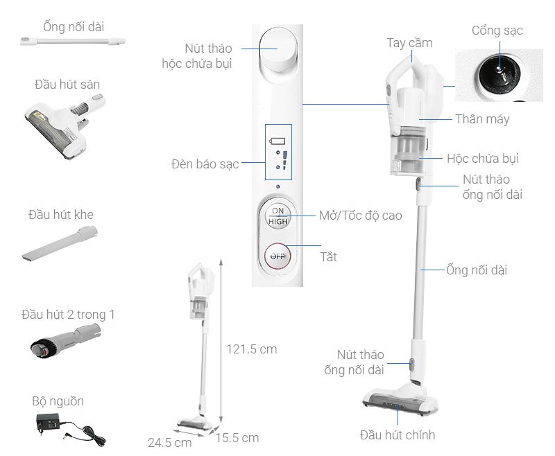 Máy hút bụi không dây Panasonic MC-SBV01W246 - Hàng Chính Hãng