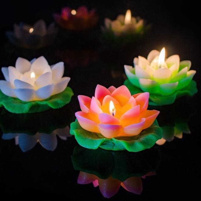 Cặp 2 nến hoa sung thả nước - nến hoa sunɡ cao cấp - nến bông sung trang trí candle shop