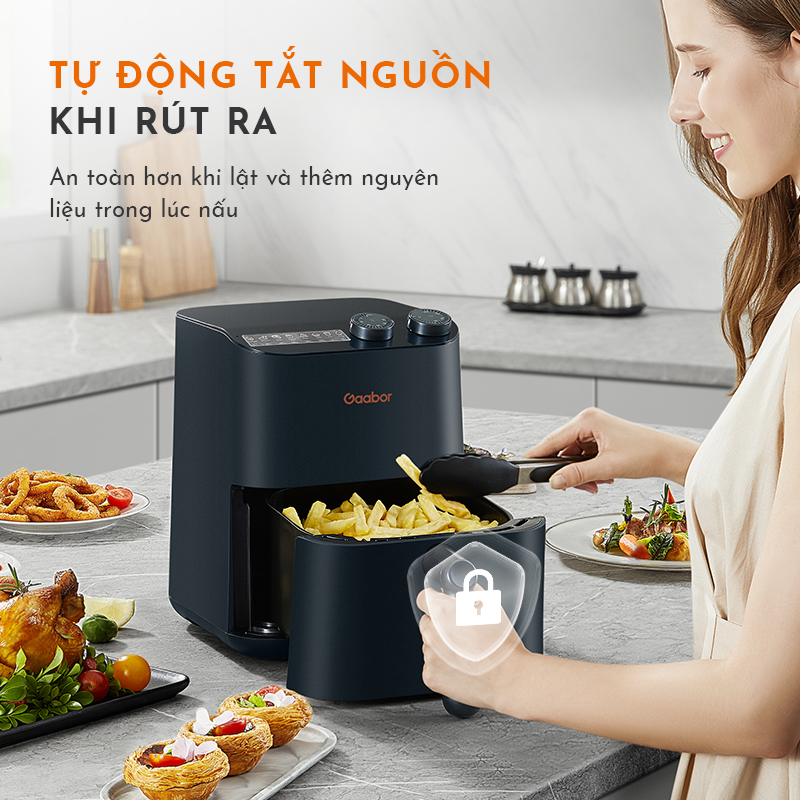 Nồi chiên không dầu dung tích 4-5L GAABOR Cao Cấp công suất 1400W - Hàng chính hãng