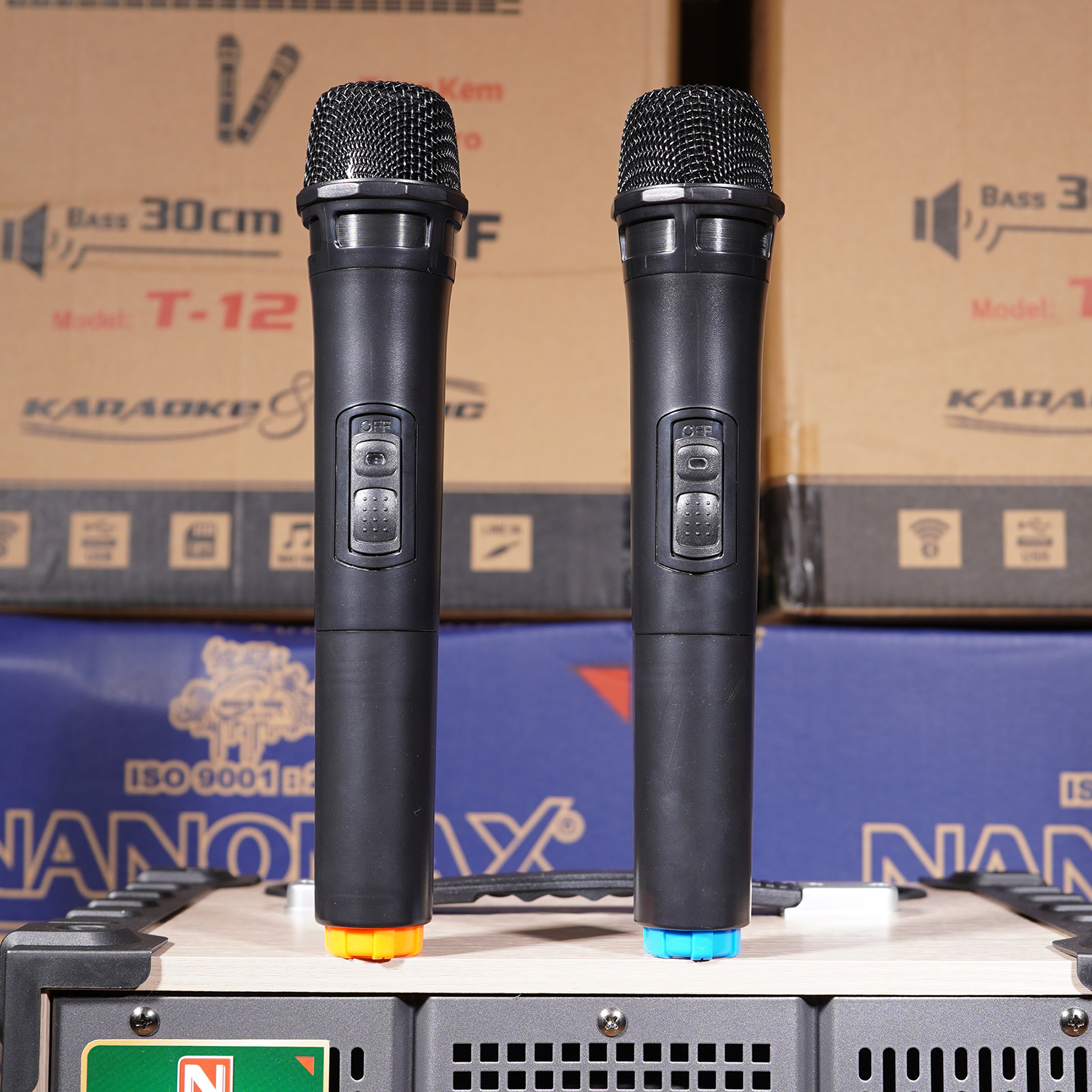 Loa Kéo Karaoke Mini Nanomax T-12 Bass 3 Tấc 30cm Công Suất 260W Màu Xám Có Đọc USB Thẻ Nhớ Hàng Chính Hãng