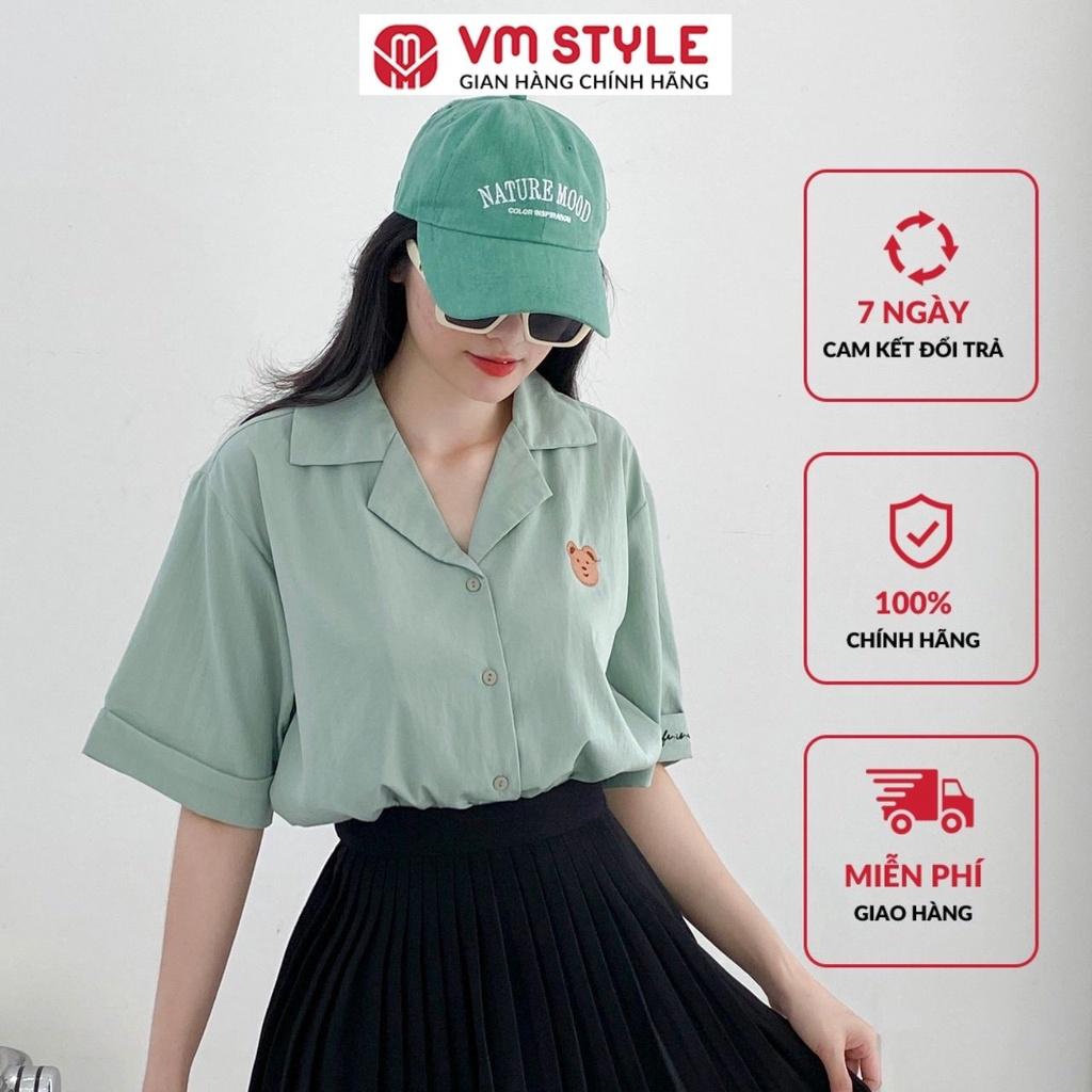 Áo sơ mi VM STYLE tay ngắn thêu mặt gấu 19678 22SU042X0802